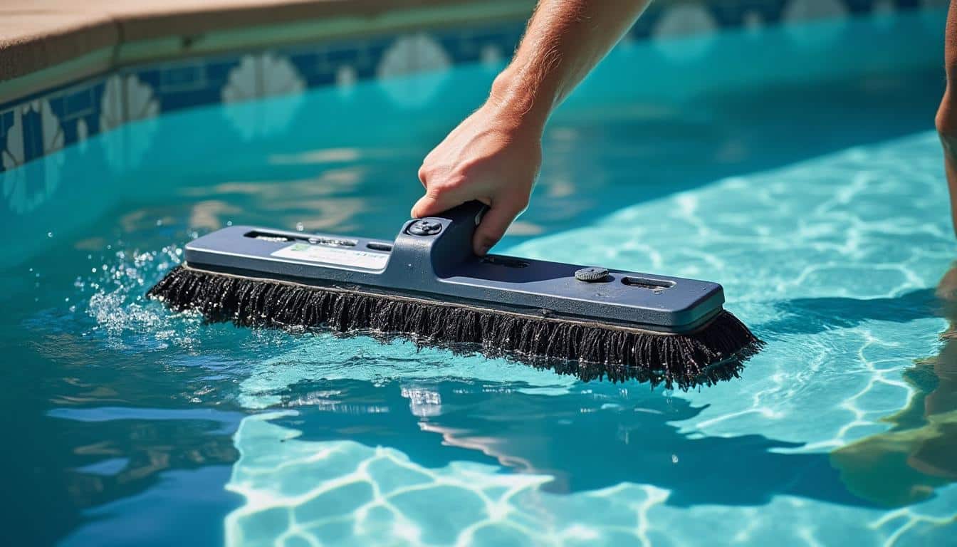 Nettoyer le fond sale de votre bassin avec une brosse piscine