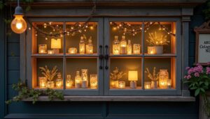 Décorer une vitrine murale avec des objets lumineux