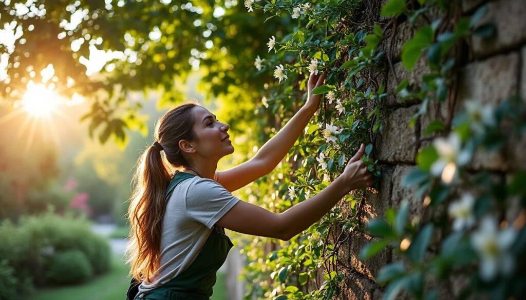 Entretenir la végétation grimpante sur un muret de jardin