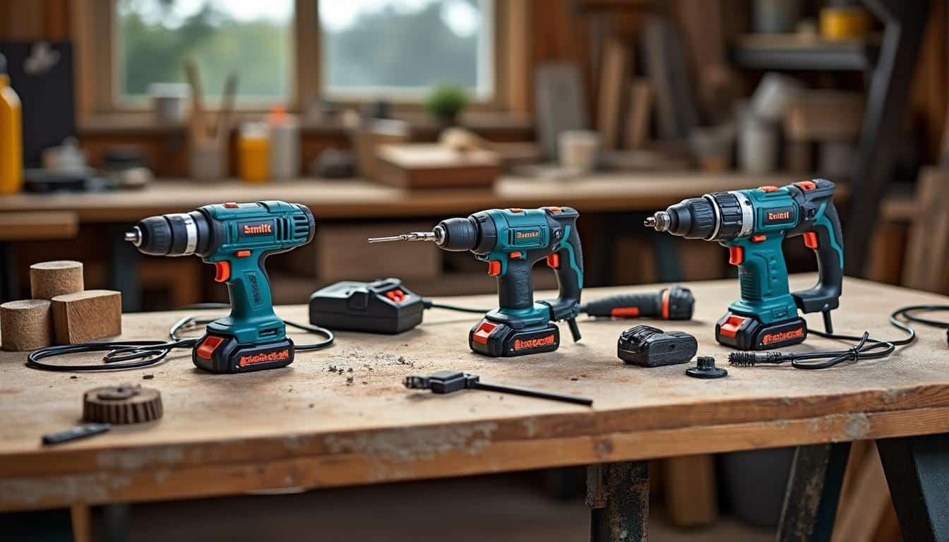 Illustration: Les différentes catégories de perceuses visseuses : filaire, sans fil et à percussion