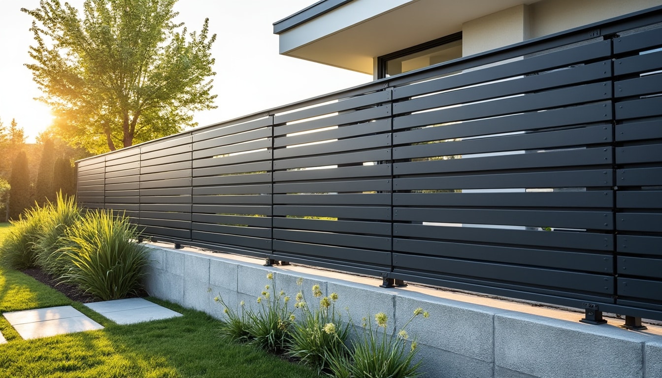 Clôture aluminium sur un muret : design, durabilité et installation facile